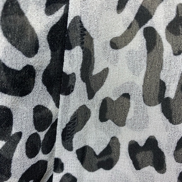 STEVE Madden Sheer Black White Fringed Swim Cover up Kimono Leopards Print O/S - Picture 7 of 10